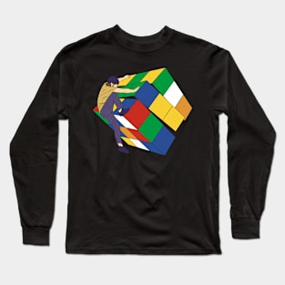 man-climbing-rubik-cube Long Sleeve T-Shirt